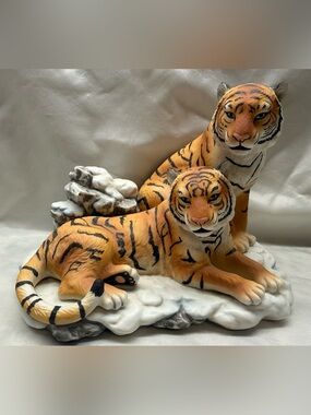 Homco Orange and Black Tiger Pair Figurine